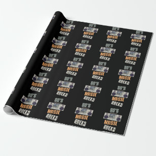 80s Old Rock Music Party Vintage Cassette Radio Wrapping Paper