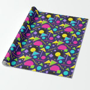 80s old school cool multi color pattern wrapping paper