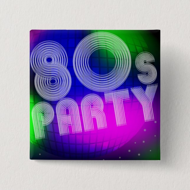80s Party 2 Inch Square Button (Front)