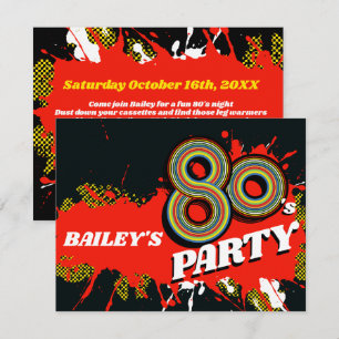 80's Party birthday or event retro invitations