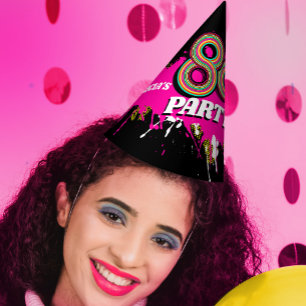 80's Party birthday or event retro pink black Hat
