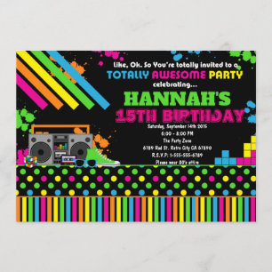 80's Party Invitation Birthday Party Personalized