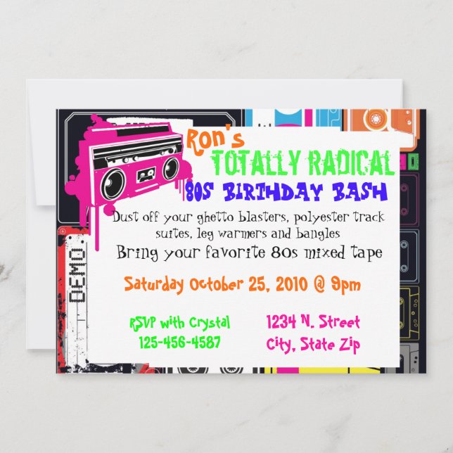 80s party invitation part duex (Front)