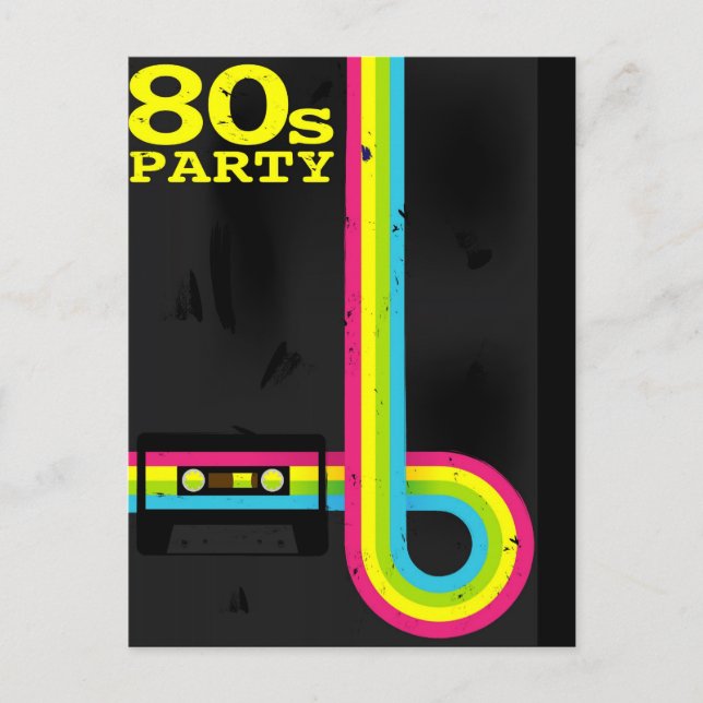 80s party invitation postcard (Front)