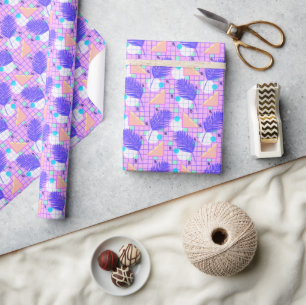 80's pastel geometric Memphis palm leaves Wrapping Paper