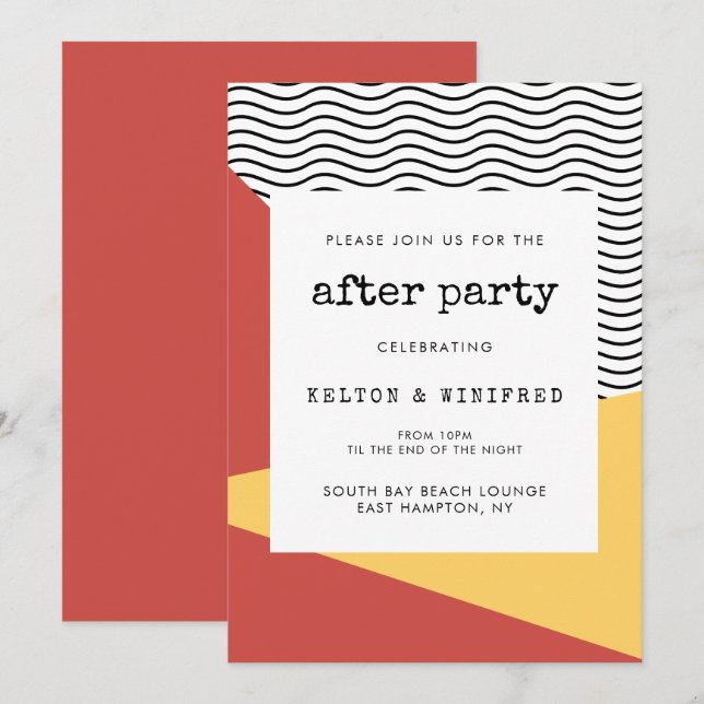 80s Pop art Memphis style after party Invitation (Front/Back)