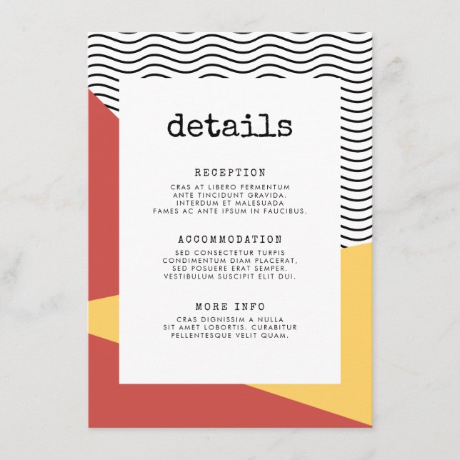 80s Pop art Memphis style guest information Enclosure Card (Front)