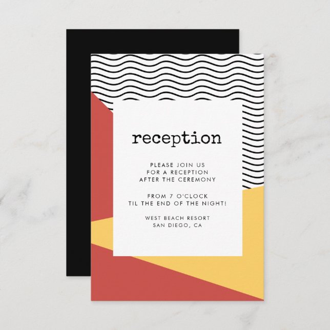 80s Pop art Memphis style reception card (Front/Back)