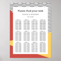 80s Pop art Memphis style seating chart