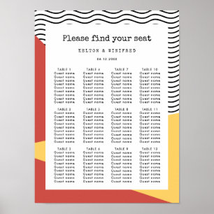 80s Pop art Memphis style seating chart