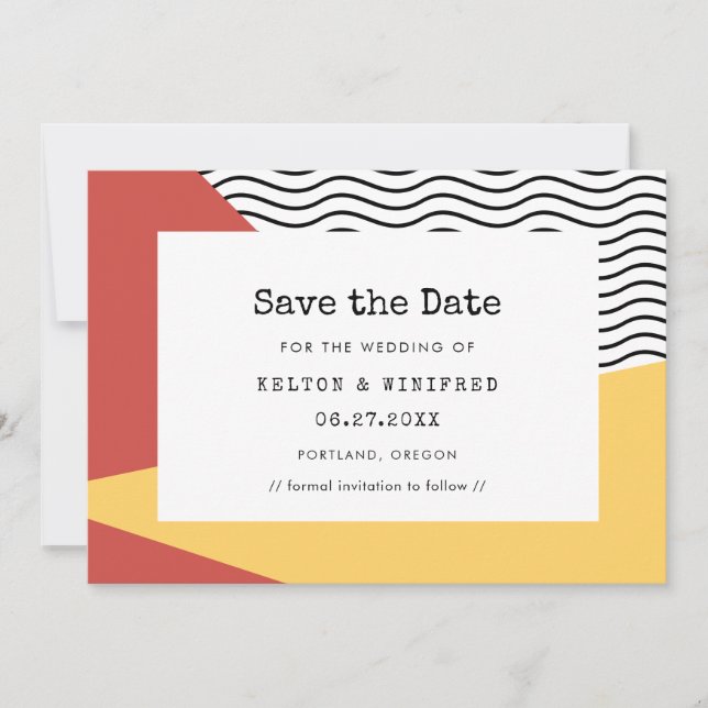 80s Pop art Memphis style wedding Save The Date (Front)