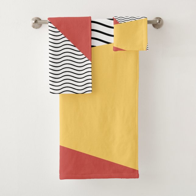 80s pop art pattern bath towel set (Insitu)