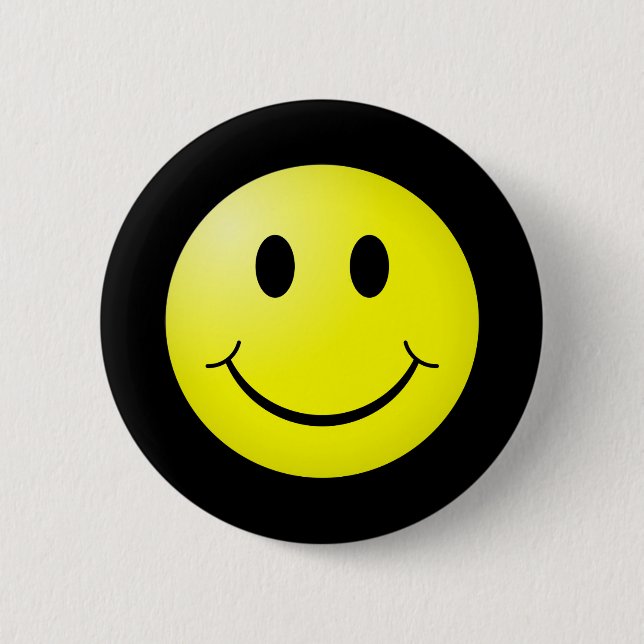 80s Pop Culture Yellow Emoticon 2 Inch Round Button (Front)