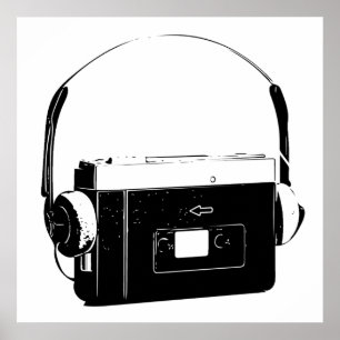 80's Portable Cassette Player, Walkman. Poster