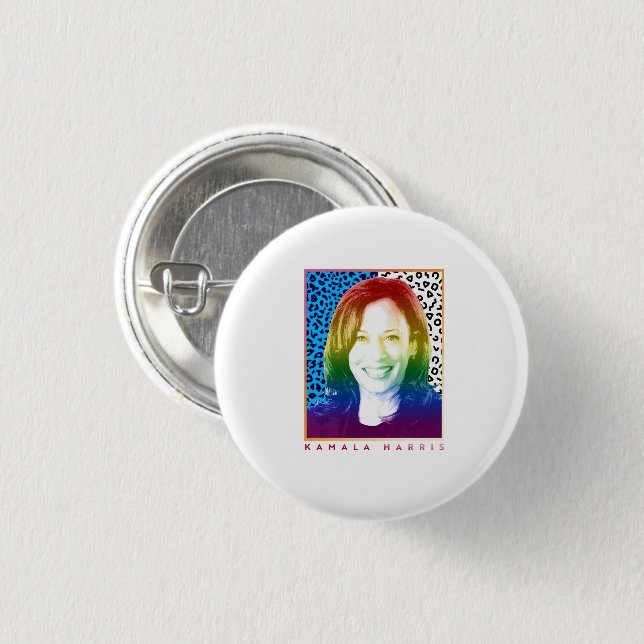 80s Poster - Kamala Harris Pride 1 Inch Round Button (Front & Back)