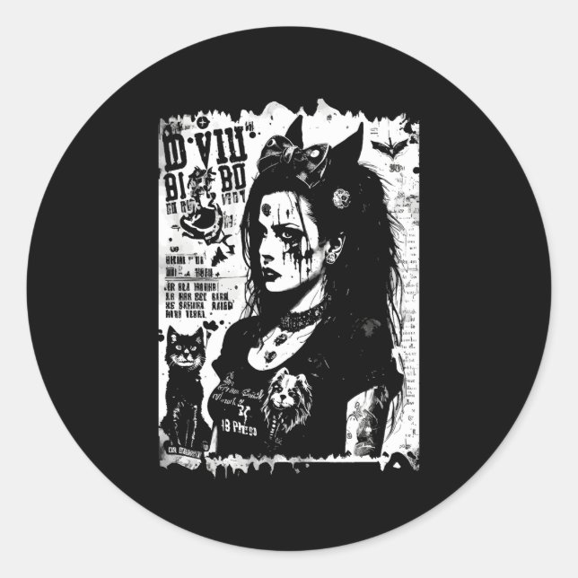 80'S Punk Trad Goth Photocopy Fanzine Flyer Versio Classic Round Sticker (Front)