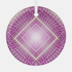 80s Retro: 3D Sci-Fi Background. Glass Ornament