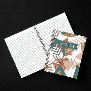 80s Retro Abstract   70s Green and Gold Custom Notebook