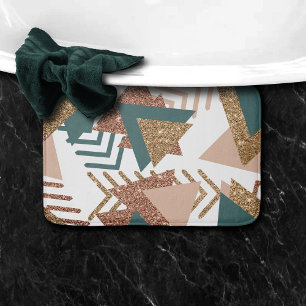 80s Retro Abstract   70s Green and Gold Palette Bath Mat