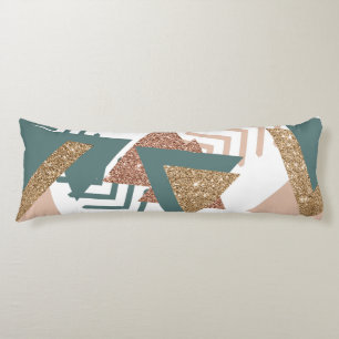 80s Retro Abstract   70s Green and Gold Palette Body Pillow