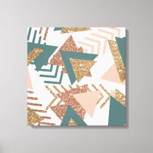 80s Retro Abstract   70s Green and Gold Palette Canvas Print