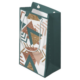 80s Retro Abstract   70s Green and Gold Palette Small Gift Bag
