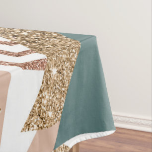80s Retro Abstract   70s Green and Gold Palette Tablecloth