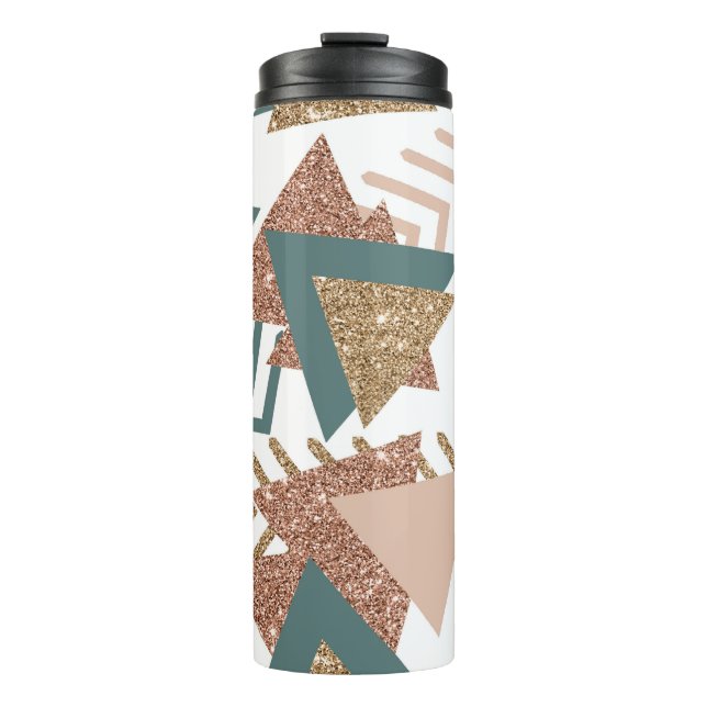 80s Retro Abstract | 70s Green and Gold Palette Thermal Tumbler (Front)