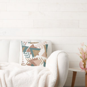 80s Retro Abstract   70s Green and Gold Palette Throw Pillow