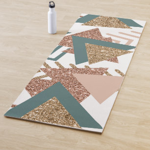 80s Retro Abstract   70s Green and Gold Palette Yoga Mat
