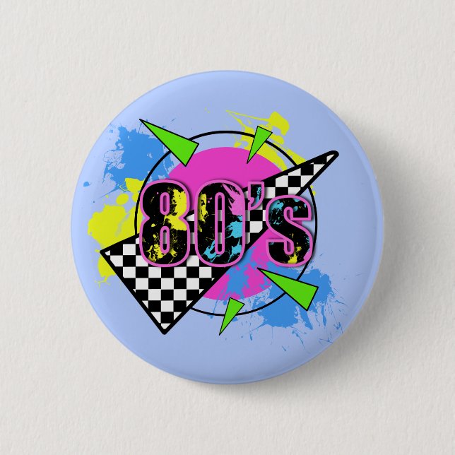 80's Retro Abstract Design 2 Inch Round Button (Front)