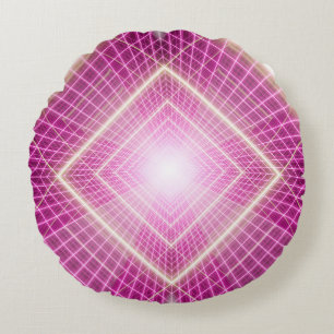80s retro and sci fi pop art scene. round pillow