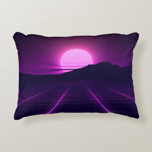80s Retro Background Illustartion with 3D elements Accent Pillow