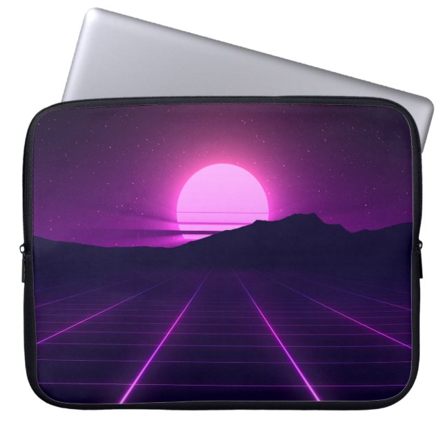80s Retro Background Illustartion with 3D elements Laptop Sleeve (Front)