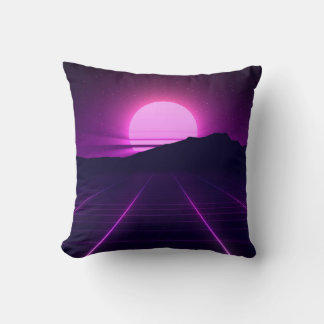 80s Retro Background Illustartion with 3D elements Throw Pillow