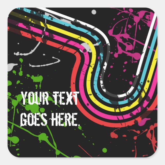 80's Retro Birthday Party favour sticker (Front)