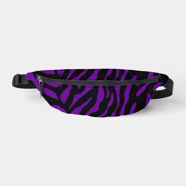 80s RETRO BLACK PURPLE TIGER STRIPES FANNY PACK (Front)