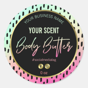 80's Retro Brush Pattern Body Butter Labels