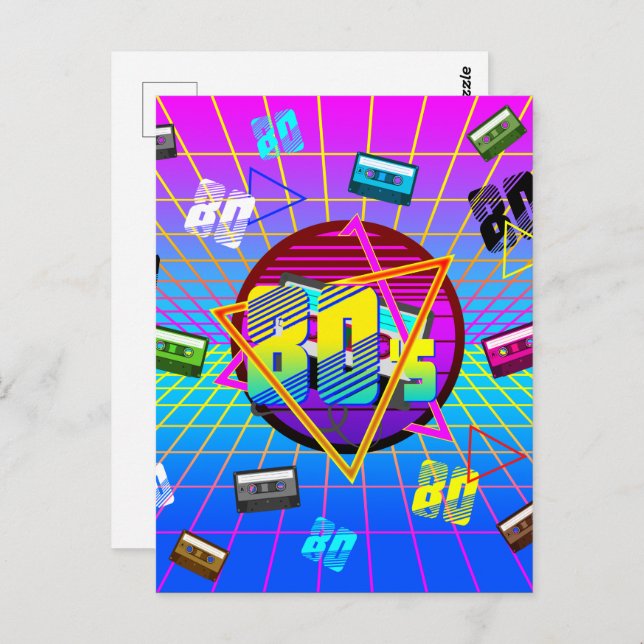 80's Retro Cassette Tape Old School Postcard (Front/Back)