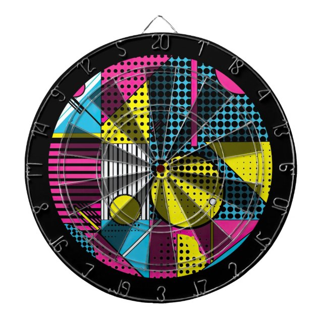 80s Retro Colorful Texture  Dartboard (Front)