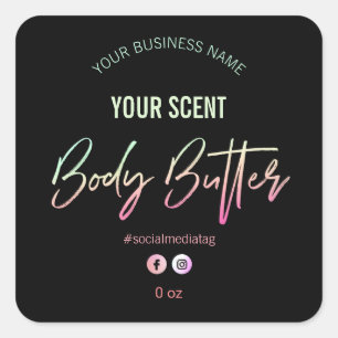 80's Retro Coloured Script Body Butter Labels
