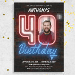 80s Retro Custom Photo Neon 40th Birthday Invitation<br><div class="desc">80s Retro Custom Photo Neon 40th Birthday Invitation. A fun and retro 80s style neon sign birthday invitation design,  with a rustic looking brick wall background. The design is simple with a hint of humour and customizable photo! Check out the collection for other matching party decor!</div>