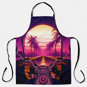 80s retro futuristic sci-fi background with motorc apron