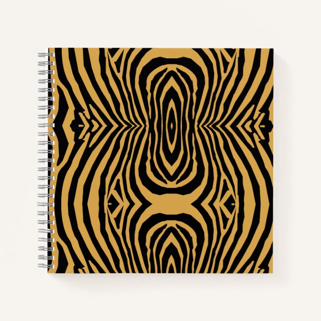 80s RETRO GOLD & BLACK ANIMAL PRINT STRIPE PATTERN Notebook (Front)