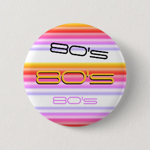 80's Retro Love The Eighties Rainbow 2 Inch Round Button