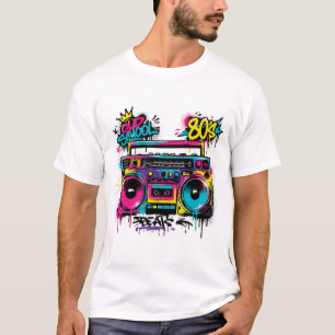 80s Retro Neon Boombox Graffiti T-Shirt