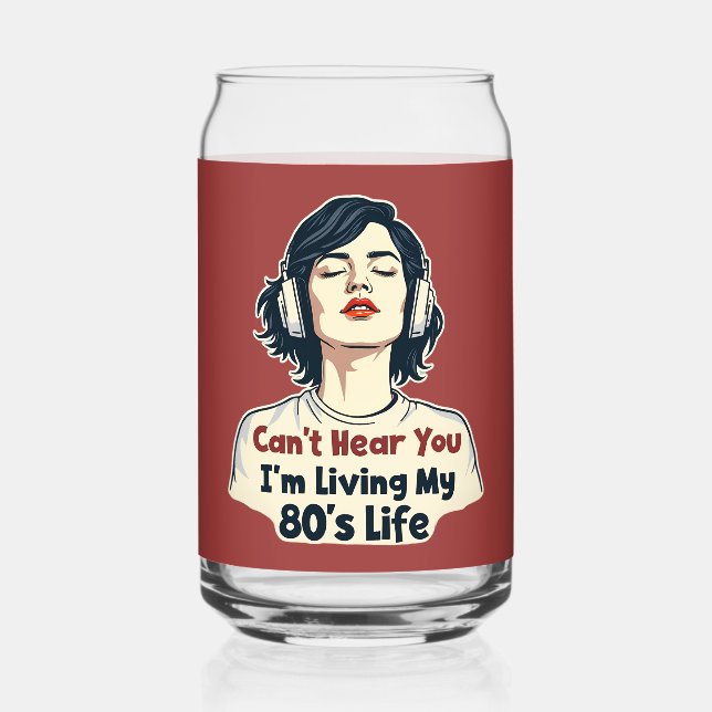 80s Retro Nostalgic Music Lover Throwback Design Can Glass (Front)