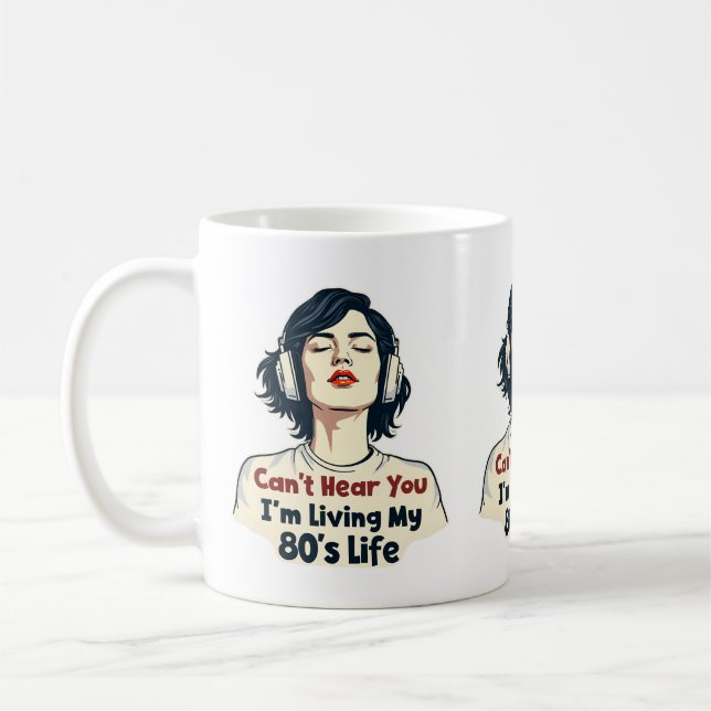 80s Retro Nostalgic Music Lover Throwback Design Coffee Mug (Left)