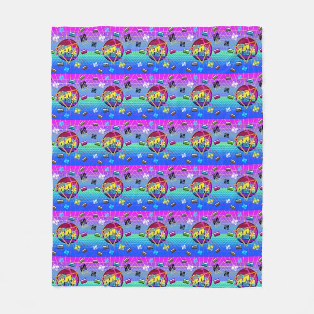 80's RETRO OLD SCHOOL CASSETTE TAPE   Fleece Blanket (Front)