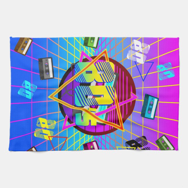 80's RETRO OLD SCHOOL CASSETTE TAPE   Kitchen Towel (Horizontal)
